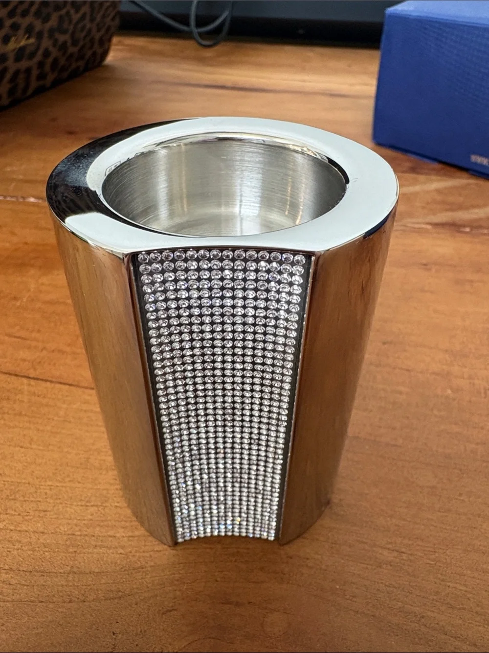 Swarovski Silver Crystal-Studded Candle Holder